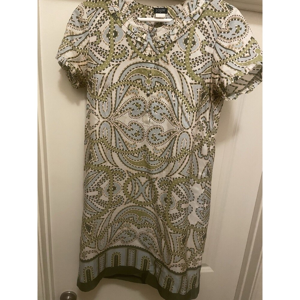 J. Crew Women's Dress Size 8 Dress With Pockets Retro Print Silk